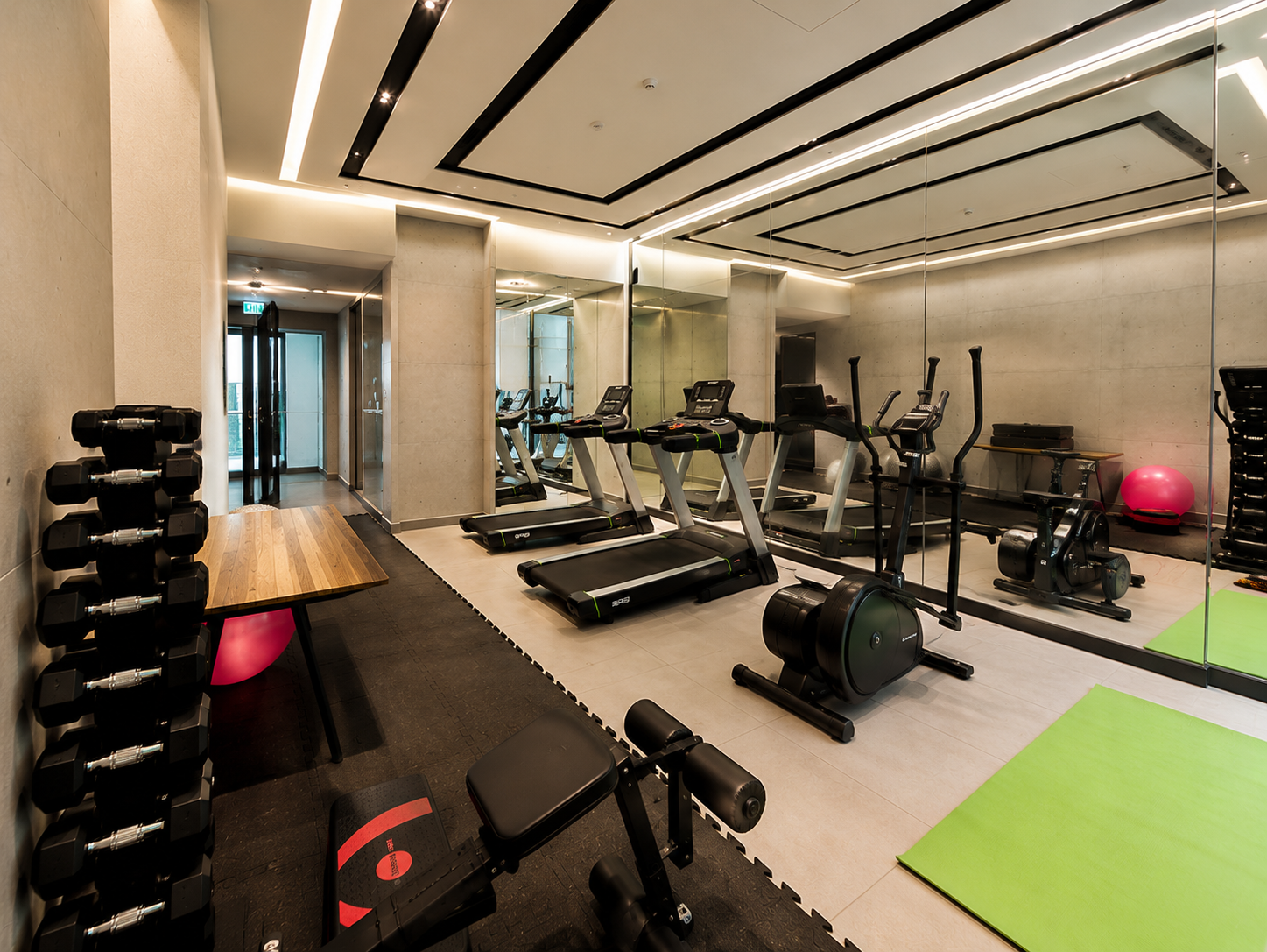 Fitness center treadmills
